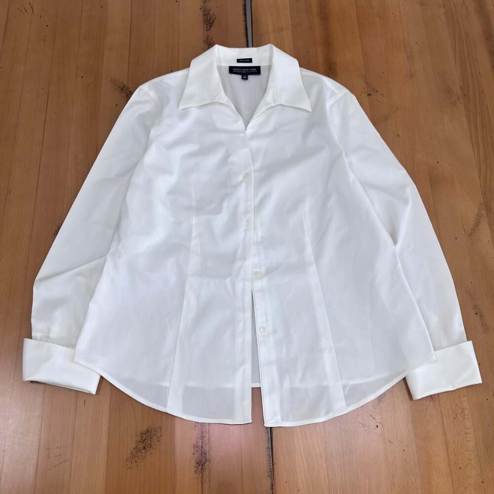 Jones New York Collection Platinum Button Down Shirt Size 8 White